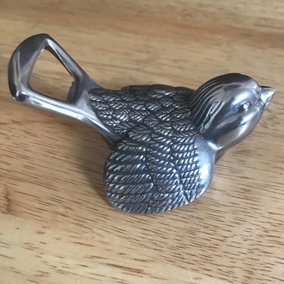 Vintage Silver Color Mid-Century Metal Bird Shaped Bottle Opener